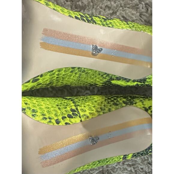 Sam Edelman Hazel Snake Skin High Heels Lime Green/Black Size 7.5M - Picture 11 of 12